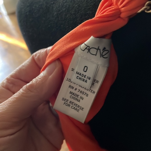 Orange and Gold Caché Dress Size 2 - Picture 3 of 3